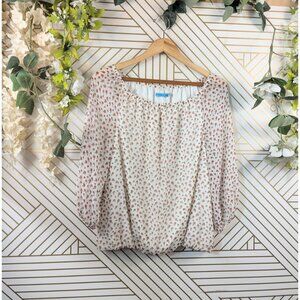 ALICE + OLIVIA Women's SILK BLE Floral MEsh Lined Stretch Top Blouse Boho Size S